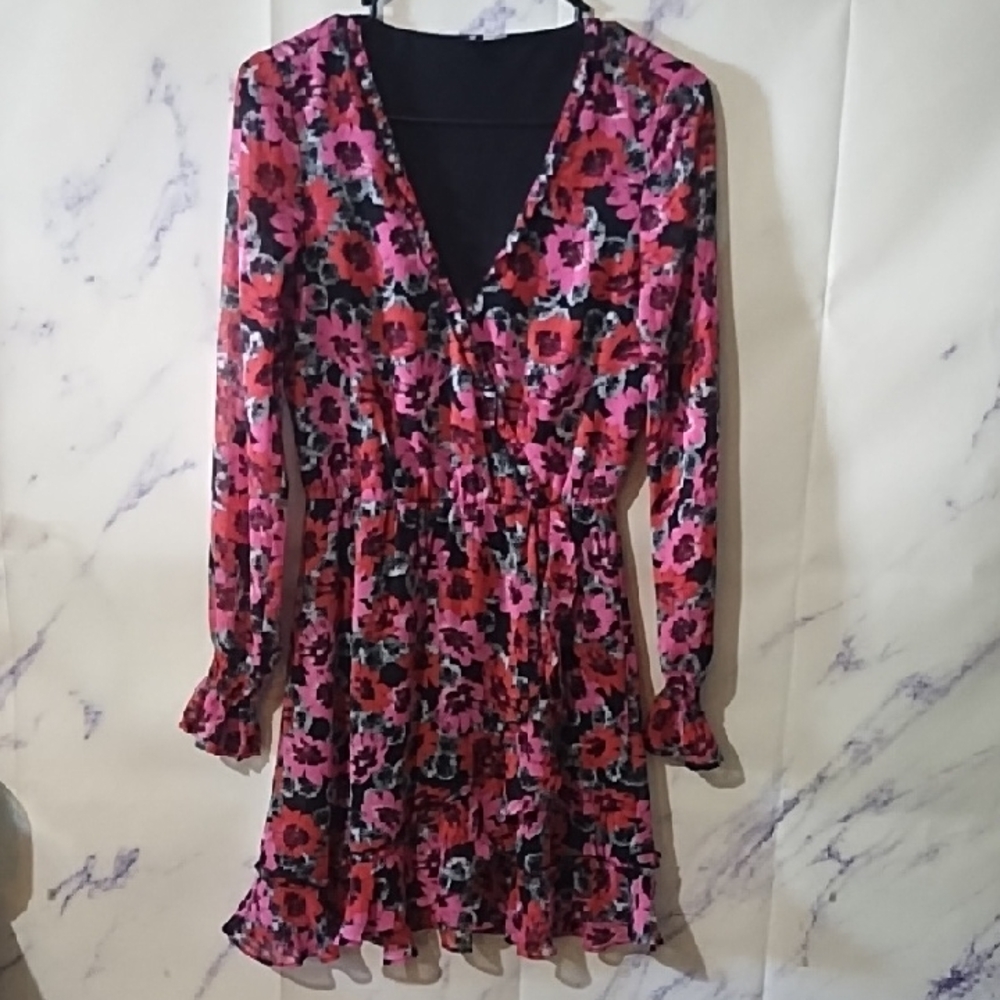 H&M Vibrant Floral Long Sleeve Dress